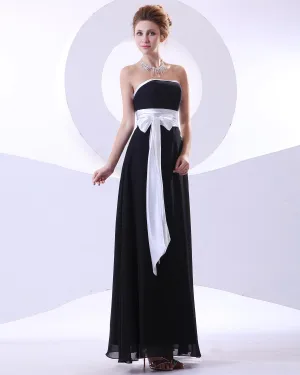 Sjarmerende Chiffon Sash Stroppelos Gulv Lengde Brudepikekjoler