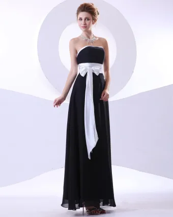 Charming Chiffon Sash Strapless Floor Length Bridesmaid Dresses