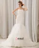 Stylish Ruffle Floor Length Semi-cathedral Strapless Organza Mermaid Wedding Dress
