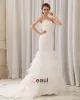 Stylish Ruffle Floor Length Semi-cathedral Strapless Organza Mermaid Wedding Dress
