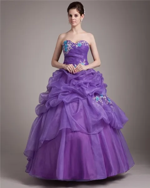 Ruffles Satin Tulle Purple Sweetheart Prom Dress Ruffles Satin Tulle Purple Sweetheart Prom Dress