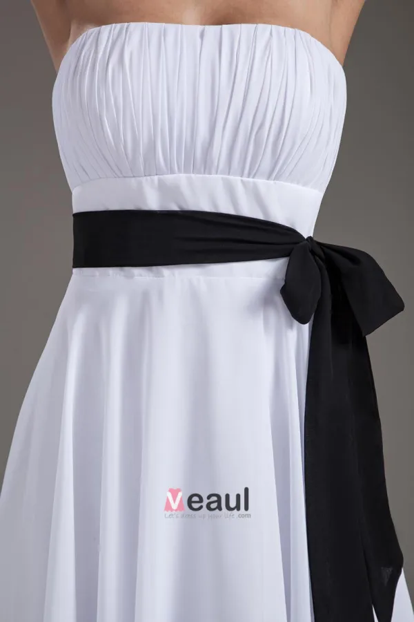Fashion Strapless Knee Length Chiffon Bridesmaids Dresses