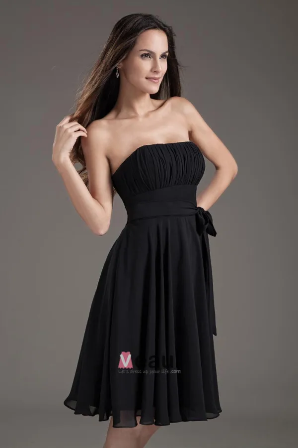 Fashion Strapless Knee Length Chiffon Bridesmaids Dresses
