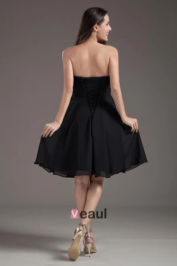 Fashion Strapless Knee Length Chiffon Bridesmaids Dresses