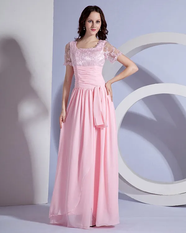 Designer Sash Broderi Gulv Lengde Modre Av Bruden Gjester Kjoler