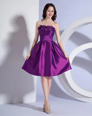 Elegant Volants Bretelles Longueur Au Genou Taffetas Applique Robes De Demoiselle D Honneur