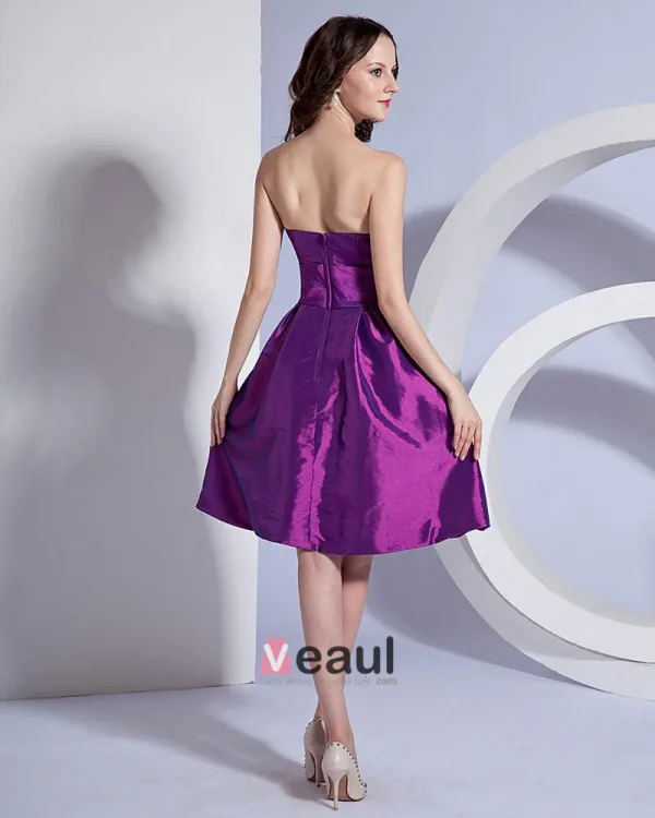 Stylish Ruffles Strapless Knee Length Taffeta Applique Bridesmaid Dresses Stylish Ruffles Strapless Knee Length Taffeta Applique Bridesmaid Dresses