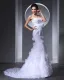 Elegant Tulle Ruffles Strapless Chapel Train Bridal Mermaid Wedding Dress