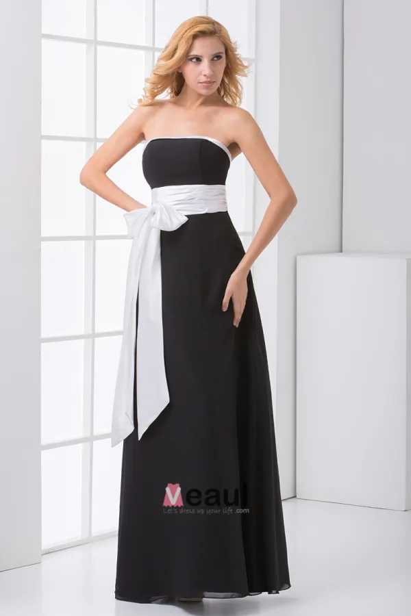 Mousseline De Soie Satin Plisse Bowknot Robe Bustier De Demoiselle D'honneur De Longueur De La Cheville Sans Manche De Mode