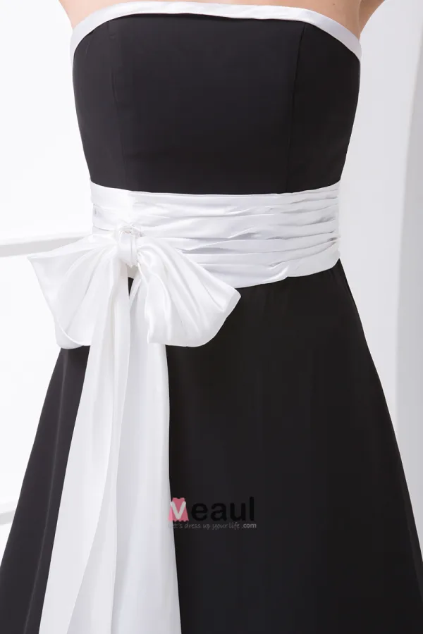 Mousseline De Soie Satin Plisse Bowknot Robe Bustier De Demoiselle D'honneur De Longueur De La Cheville Sans Manche De Mode
