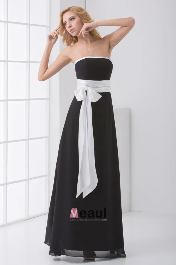 Mousseline De Soie Satin Plisse Bowknot Robe Bustier De Demoiselle D'honneur De Longueur De La Cheville Sans Manche De Mode