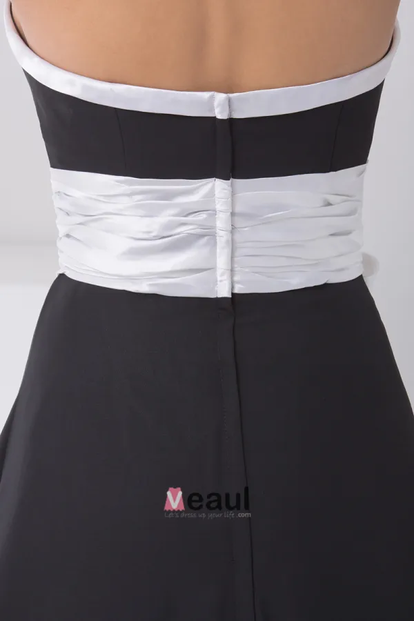 Mousseline De Soie Satin Plisse Bowknot Robe Bustier De Demoiselle D'honneur De Longueur De La Cheville Sans Manche De Mode