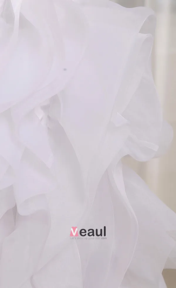 Organza Silk Ruffle Sweetheart Sleeveless Asymmetrical Length Mini Wedding Dress