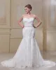 Trumpet Strapless Sweep Satin Lace Plus Size Wedding Dress