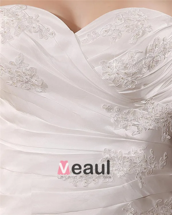 Elegant Taft Liebsten Kapelle Zug A-linie Brautkleid Hochzeitskleider Große Größen