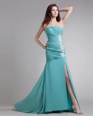 Chiffon Perler Brodert Kjaereste Domstol Tog Plissert Ballkjoler