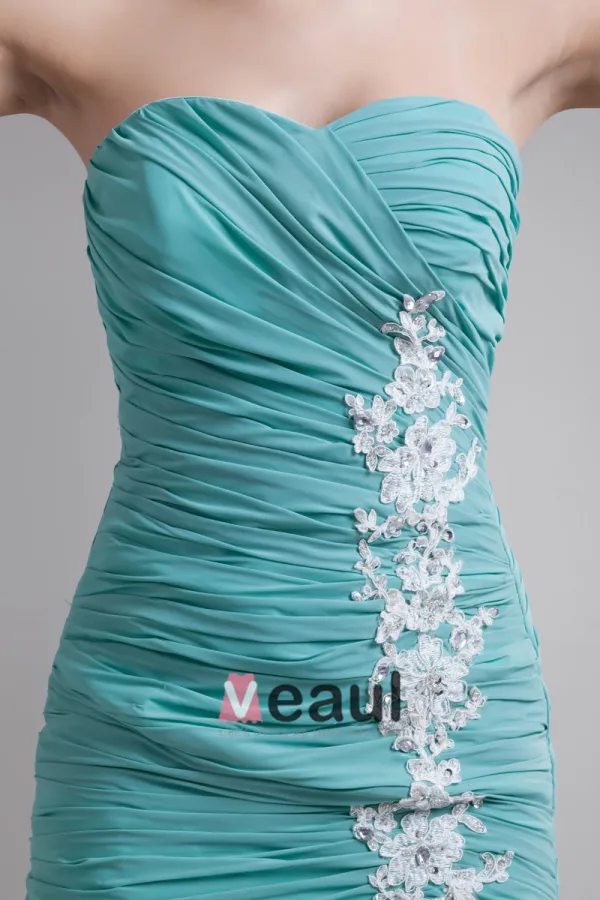 Chiffon Perler Brodert Kjaereste Domstol Tog Plissert Ballkjoler