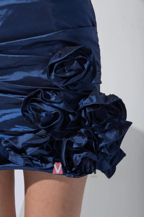 Stilig Taffeta Silke Kjaereste Beading Ermelos Rygglose Mini Krusning Cocktail Kjoler Festkjoler