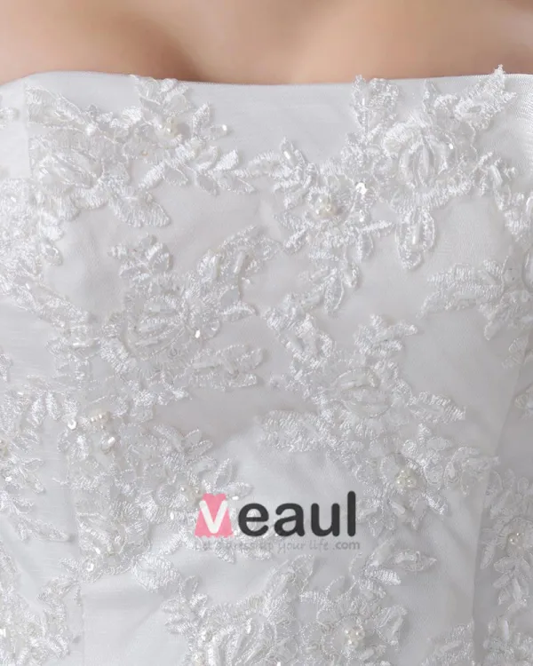 Lace Strapless Beading Applique Court Mermaid Bridal Gown Wedding Dresses