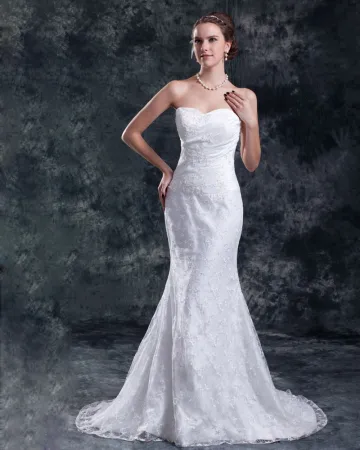 Spitzeblumen Pailletten Liebsten Hofzug Mantel Brautkleid
