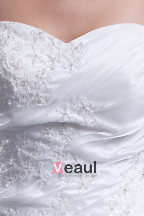 Lace Flower Sequins Sweetheart Court Train Sheath Wedding Dress