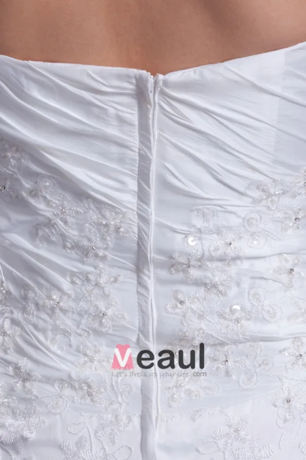 Lace Flower Sequins Sweetheart Court Train Sheath Wedding Dress