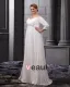 Chiffon Beads V Neck Floor Length Plus Size Bridal Gown Wedding Dress