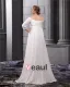 Chiffon Beads V Neck Floor Length Plus Size Bridal Gown Wedding Dress