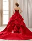 Elegant Ruffle Strapless Back Lace Up Court Train Satin Lace Ball Gown Wedding Dress