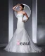 Longueur De Plancher Bretelles Perles Satin Plisse D'organza Femme Robe De Mariée Sirène