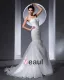 Longueur De Plancher Bretelles Perles Satin Plisse D'organza Femme Robe De Mariée Sirène