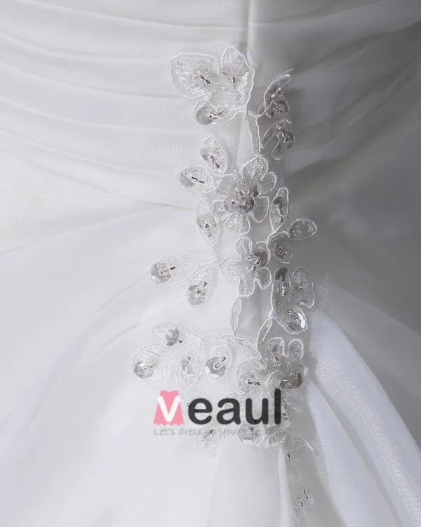 Longueur De Plancher Bretelles Perles Satin Plisse D'organza Femme Robe De Mariée Sirène
