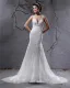 Beautiful V-Neck Cathedral Train Organza Beading Sheath Wedding Dress