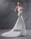 Beautiful V-Neck Cathedral Train Organza Beading Sheath Wedding Dress