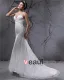Beautiful V-Neck Cathedral Train Organza Beading Sheath Wedding Dress