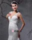 Beautiful V-Neck Cathedral Train Organza Beading Sheath Wedding Dress