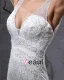 Beautiful V-Neck Cathedral Train Organza Beading Sheath Wedding Dress