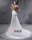 Beautiful V-Neck Cathedral Train Organza Beading Sheath Wedding Dress