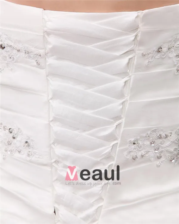 Taffeta Lace Flower Bead Sweetheart Applique Beading Princess Floor Length Wedding Dresses
