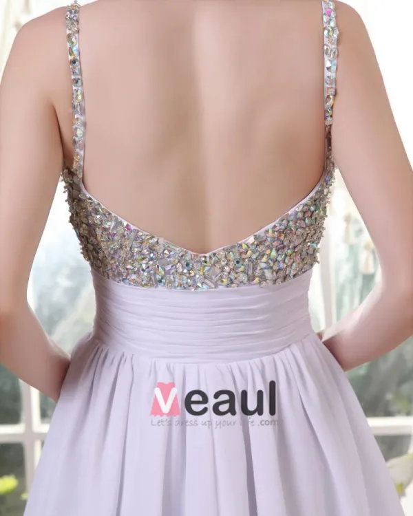 Sleeveless Chiffon Beading Spaghetti Straps Short Cocktail Dress