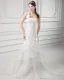 Organza Ruffle Flower One Shoulder Court Train Tiered Mermaid Wedding Dress