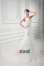 Organza Ruffle Flower One Shoulder Court Train Tiered Mermaid Wedding Dress