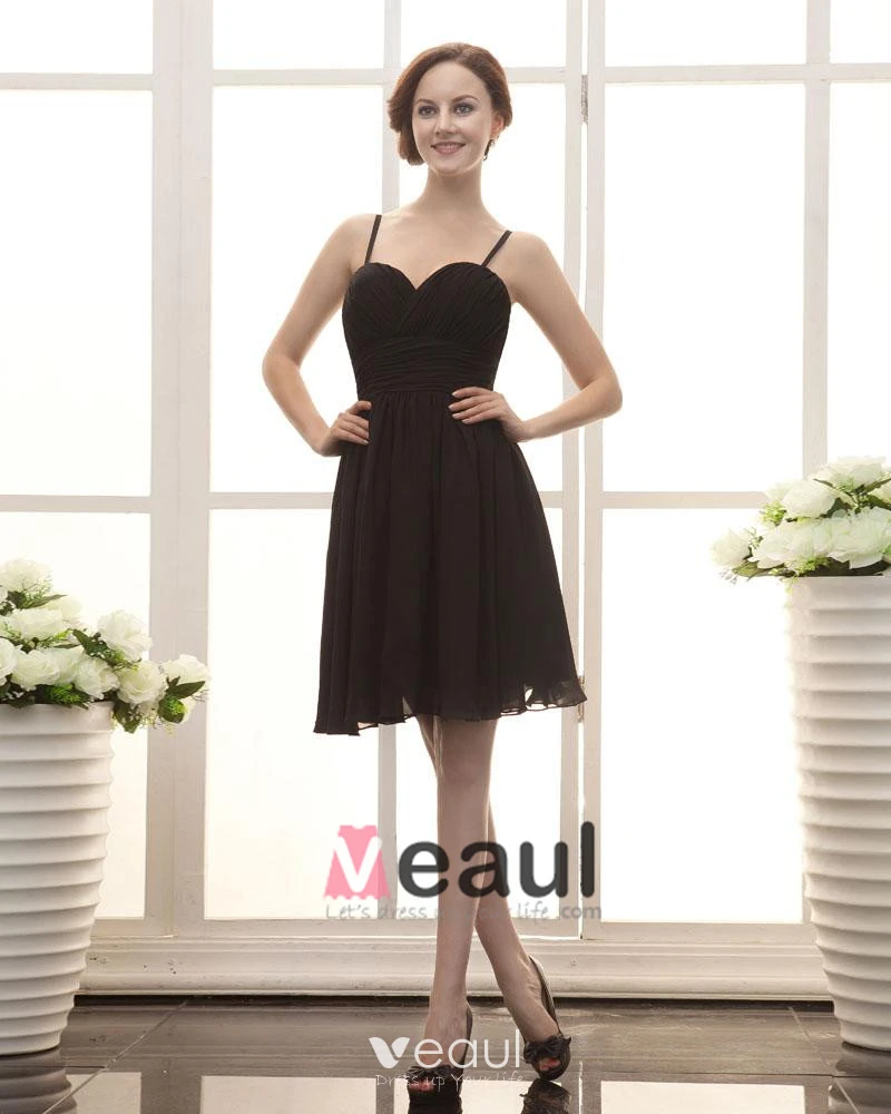 Black chiffon dress knee length sale