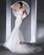 Fines Bretelles Perles Etage Longueur Organza Femme Robe De Mariée Sirène Applique