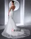 Fines Bretelles Perles Etage Longueur Organza Femme Robe De Mariée Sirène Applique