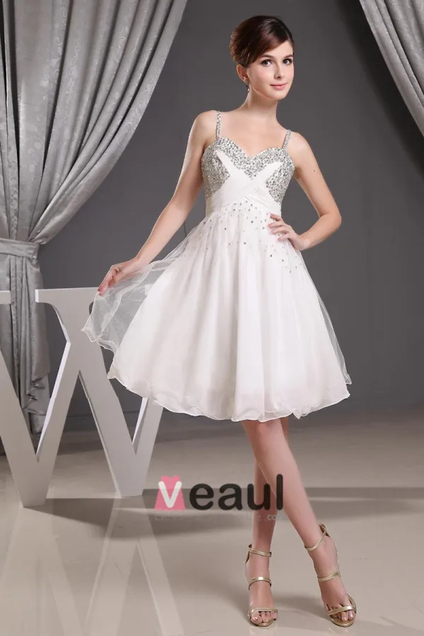 Stylish Chiffon Spaghetti Straps Beading Sleeveless Zipper Knee Length Pleated Cocktail Dress