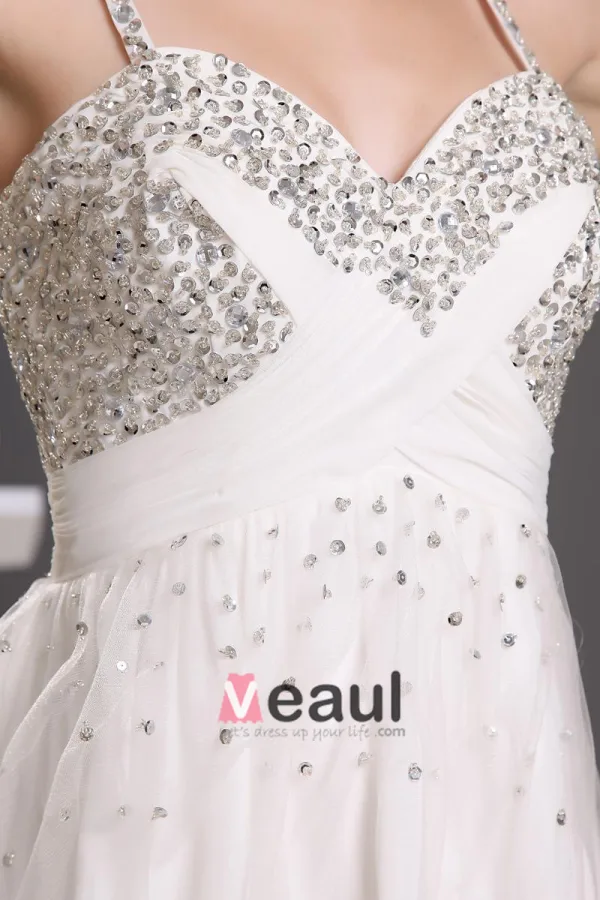 Stylish Chiffon Spaghetti Straps Beading Sleeveless Zipper Knee Length Pleated Cocktail Dress