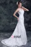 Lace Beading V Neck Floor Length Sweep Train Sheath Wedding Dress