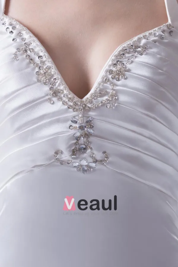 Schultergurte Perlen Ruffle Bodenlange Charmeuse Frau Mantel Brautkleid