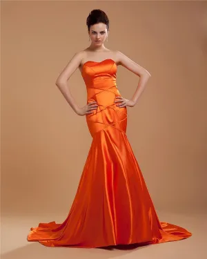 Elegant Sateng Gulv Lengde Selskapskjole